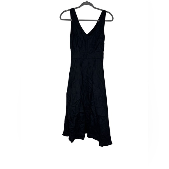👗 Cynthia Rowley 100% Linen Black Midi Dress w/ Pockets Size 2 VGUC 👗 - Picture 1 of 6